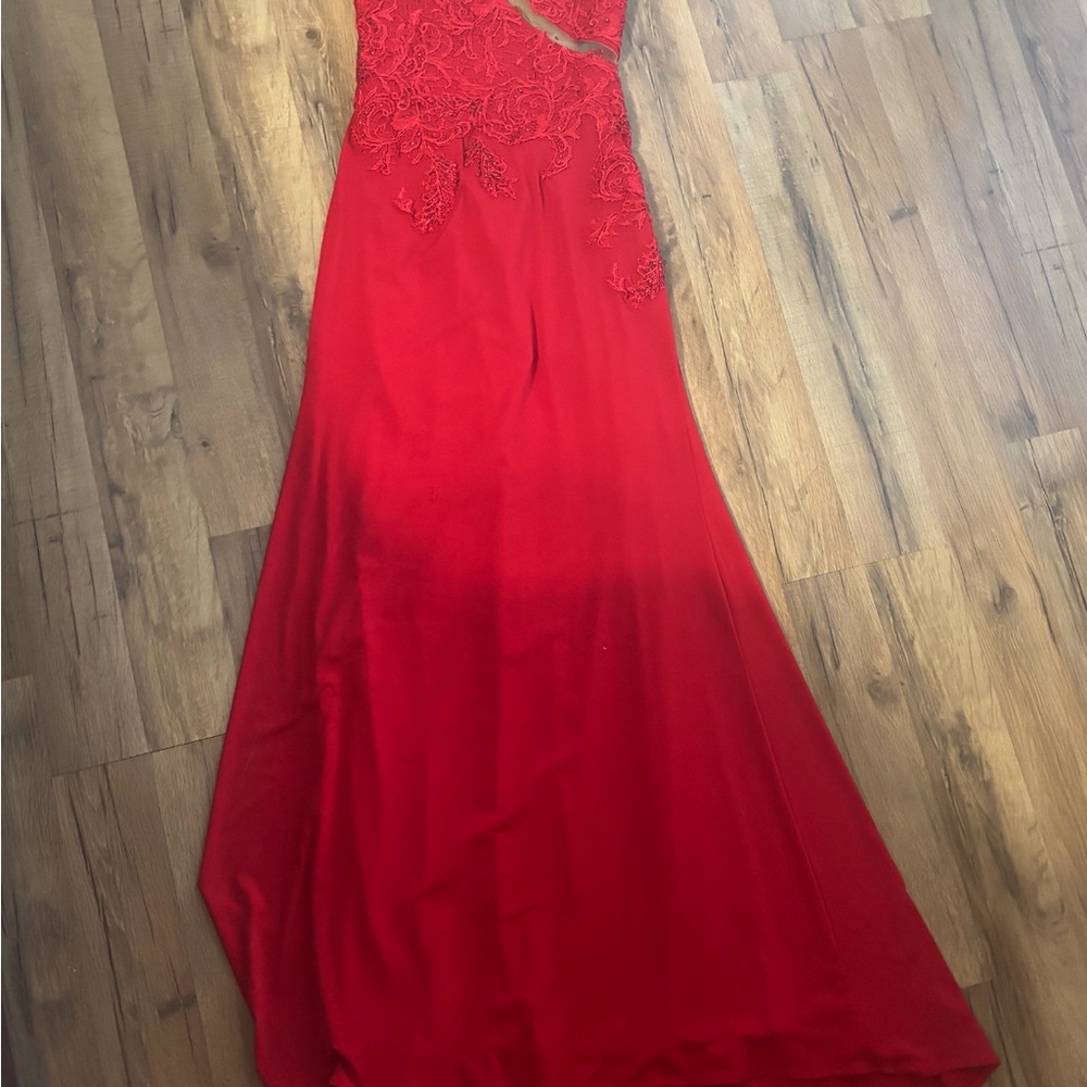 Dave & Johnny One Shoulder Red Dress